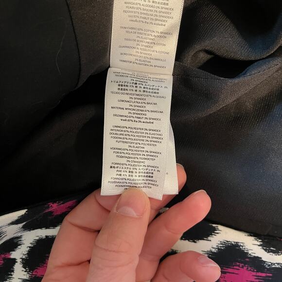 Michael Kors MK Animal Leopard Print Blazer Tuxedo Pink Black White Size 2 - Picture 6 of 6